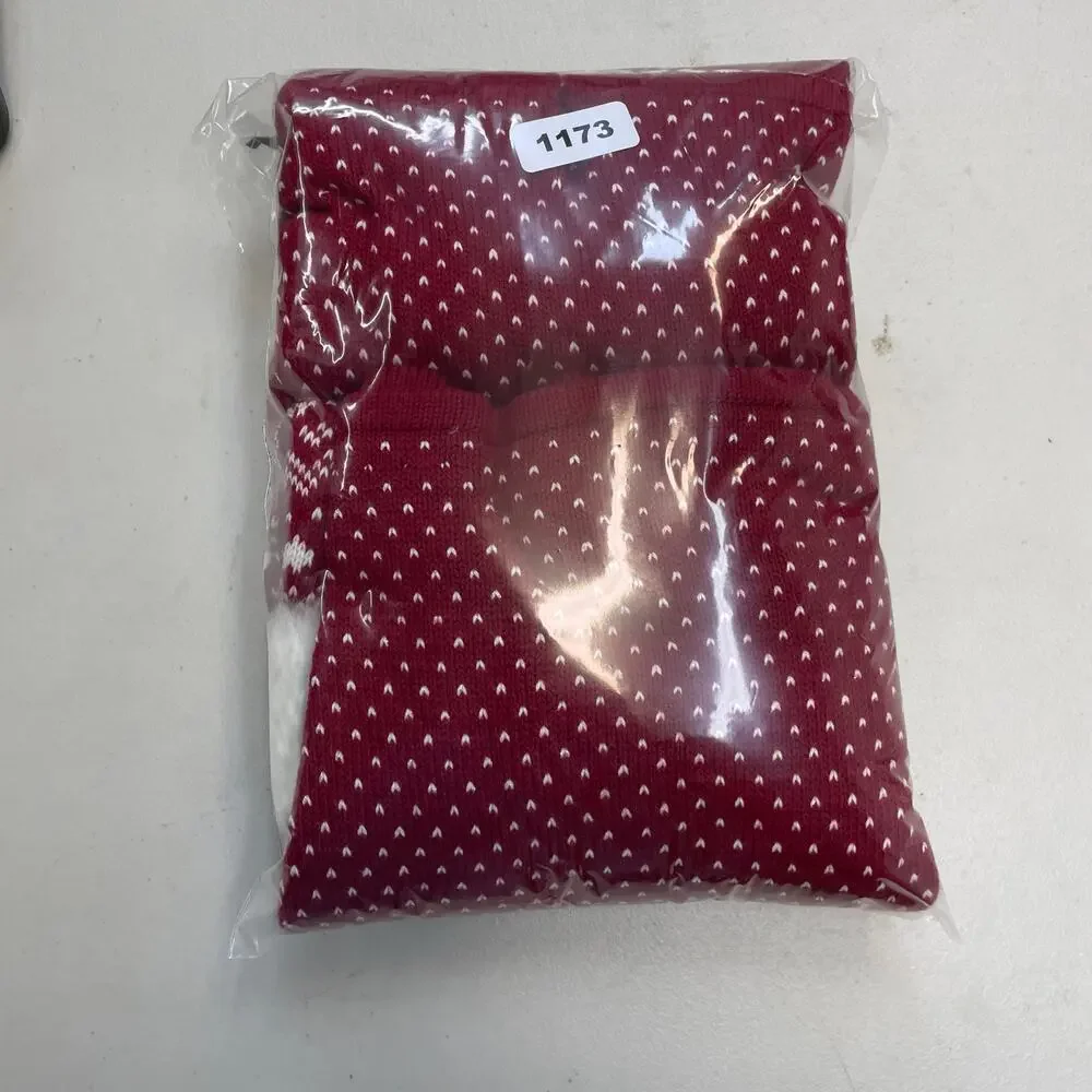 2- Red Knit holiday dresses faux fur trim Christmas girl size 5T & 24 Mo. NWT